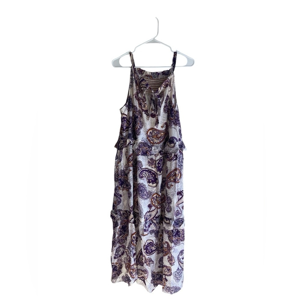 NWT Band of the Free Gypsy Flowy Purple Lightweight Paisley Tiered Maxi Dress M - Picture 13 of 13